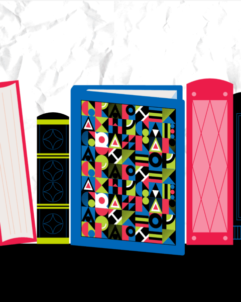 a shelf of books